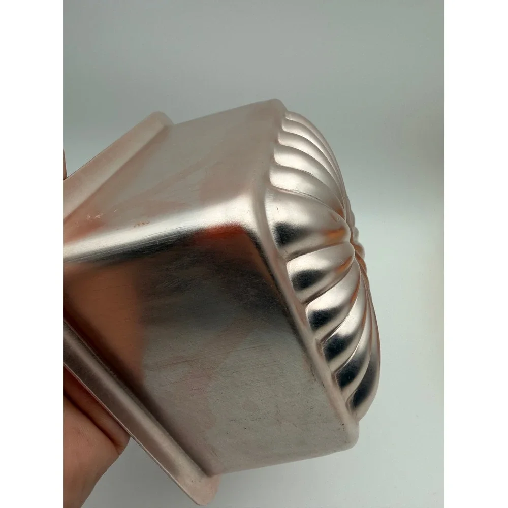 Vintage‎ Copper Tone Aluminum Jello Molds Heart Square Sunburst Set of 2 H074